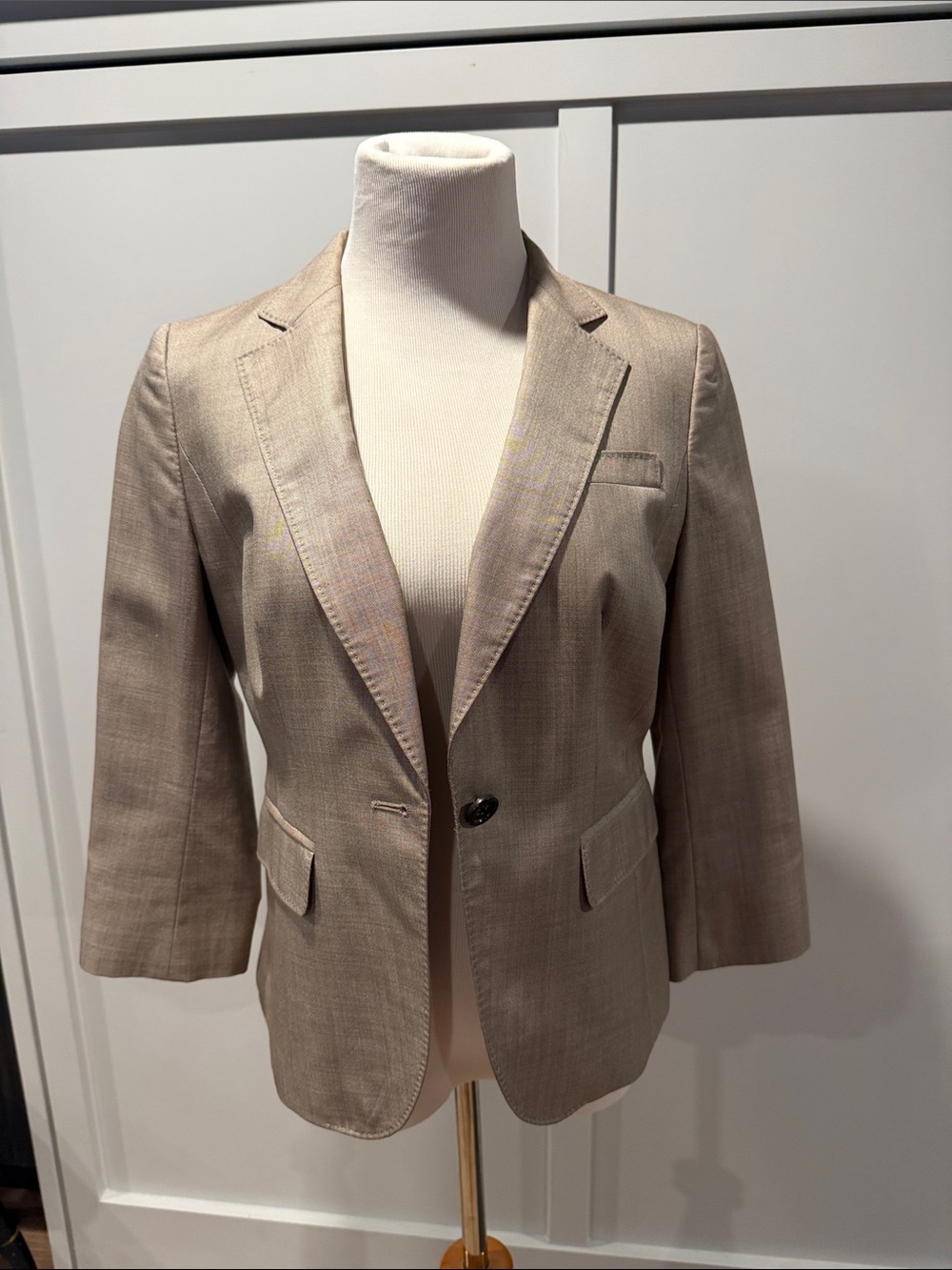 Classic Taupe One-Button Women's Blazer